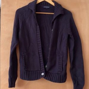 Navy blue button down knit sweater